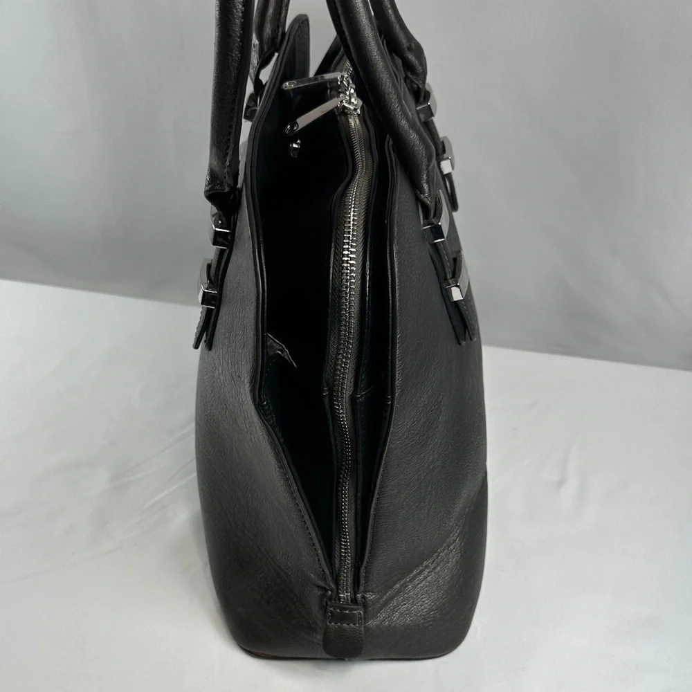 Dark Metallic/Shimmer Faux Leather Handbag/Laptop Tote